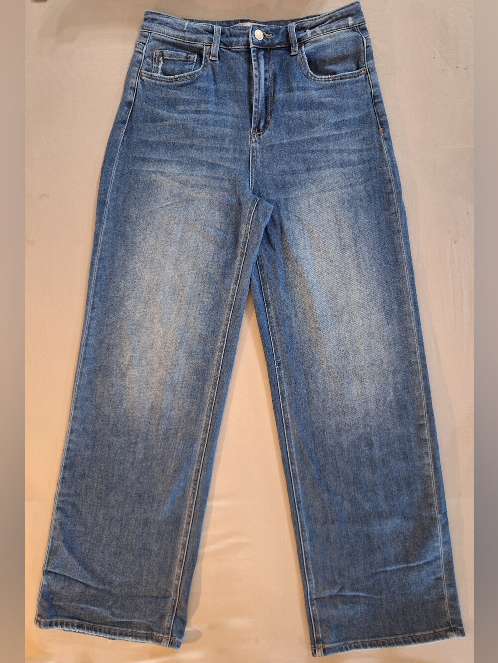 Flying Monkey Women's Wide Leg High Rise Jeans in Medium Blue Wash 30